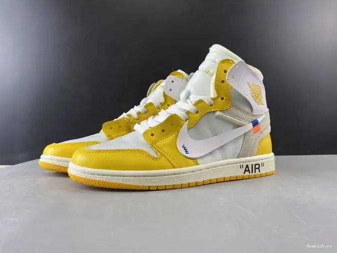 One Kick Air AQ0818-149 Powder Dark 1 Jordan Off-White NRG Yellow-Cone x White 0706